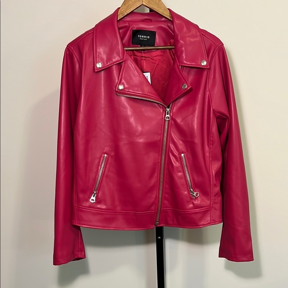 torrid Jackets & Blazers - Torrid Pink Faux Leather Moto Jacket, Size 2